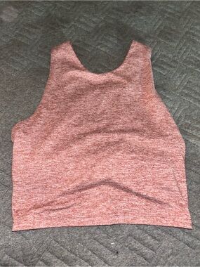 Heathered Rose Crop Tank Top - Sleeveless Workout Tank